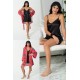 For You Sleepwear 5 pcs Kaplan Red Satin Dressing Gown and Nightgown TK