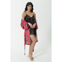 For You Sleepwear 5 pcs Kaplan Red Satin Dressing Gown and Nightgown TK