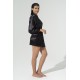 For You Sleepwear Plain Black Satin Dressing Gown