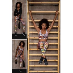 For You Fit 3 Pcs Colorful Line Pattern Activewear Set