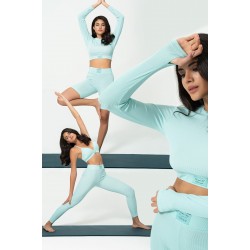 For You Fit 4 Pcs Green Rib Knitted Activewear Set