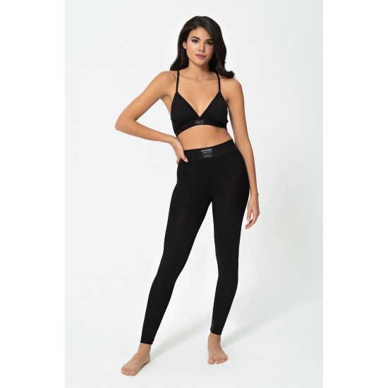 For You Fit 2 Rib Knitting Black Activewear Set