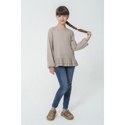 For You Kids Organic Stone Blouse with Ruffle Skirt and Button Back