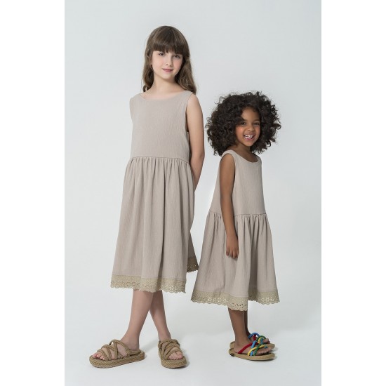 For You Kids Organic Hem Ruched Stone Dress