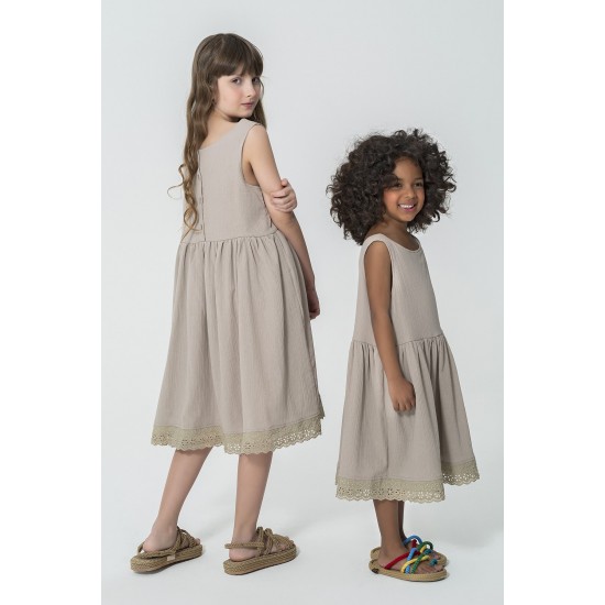 For You Kids Organic Hem Ruched Stone Dress