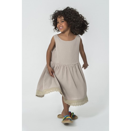 For You Kids Organic Hem Ruched Stone Dress