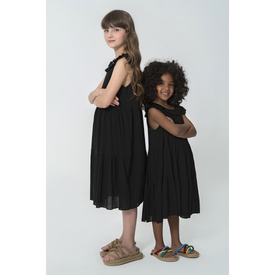 For You Kids Organic Robe Layered Black Dress