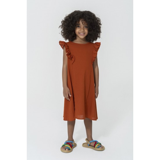 For You Kids Organic Shoulder Flounce Tile Dress