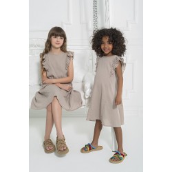 For You Kids Organic Shoulder Ruffle Stone Dress