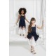 For You Kids Strap Skirt Floral Patterned Navy Blue Dress