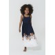 For You Kids Strap Skirt Floral Patterned Navy Blue Dress