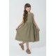 For You Kids Organic Hem Ruched Khaki Dress