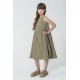 For You Kids Organic Hem Ruched Khaki Dress