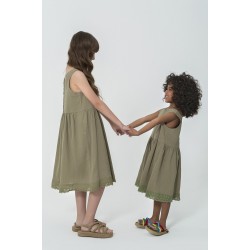 For You Kids Organic Hem Ruched Khaki Dress