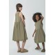 For You Kids Organic Hem Ruched Khaki Dress