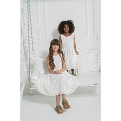 For You Kids Organic Lace Hem White Dress