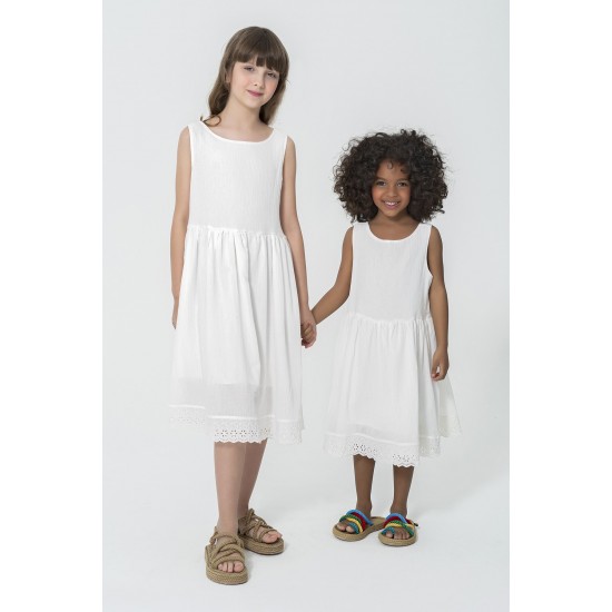 For You Kids Organic Lace Hem White Dress