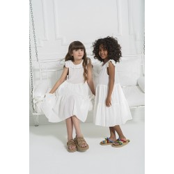 For You Kids Organic Robe Layered White Dress