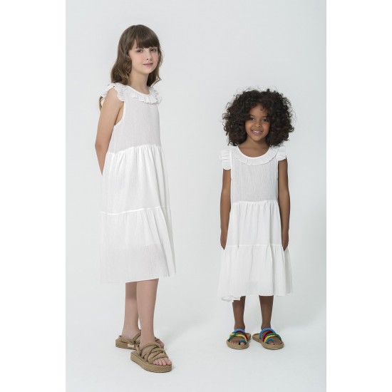 For You Kids Organic Robe Layered White Dress