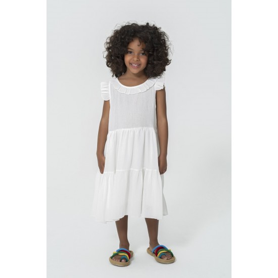 For You Kids Organic Robe Layered White Dress