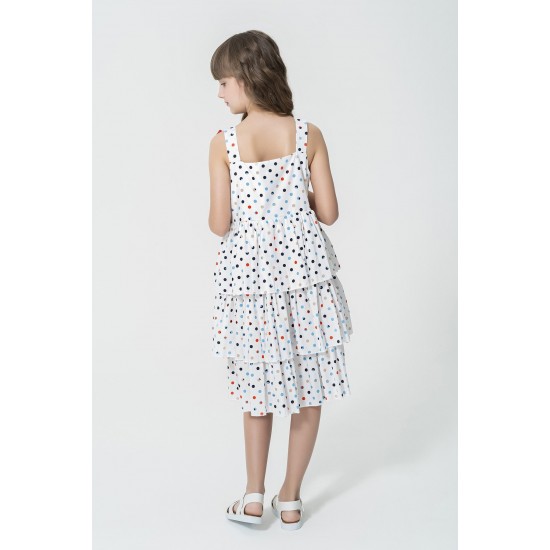 For You Kids Colorful Polka Dot Bow Strap Dress