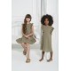 For You Kids Organic Shoulder Ruffle Khaki Dress