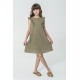 For You Kids Organic Shoulder Ruffle Khaki Dress