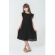 For You Kids Organic Shoulder Ruffle Black Dress