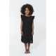 For You Kids Organic Shoulder Ruffle Black Dress