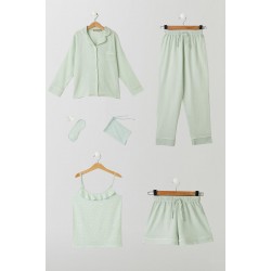 For You Kids 7 Pieces Organic Pile Green Pajamas Set