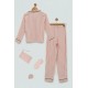 For You Kids 7 Pcs Viscose Pile Striped Fuchsia Pajamas Set