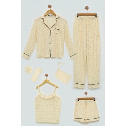 For You Kids 7 Pcs Viscose Star Polka Dot Yellow Pajamas Set