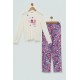 For You Kids 4-Piece Flower Printed Lilac Pajamas Set