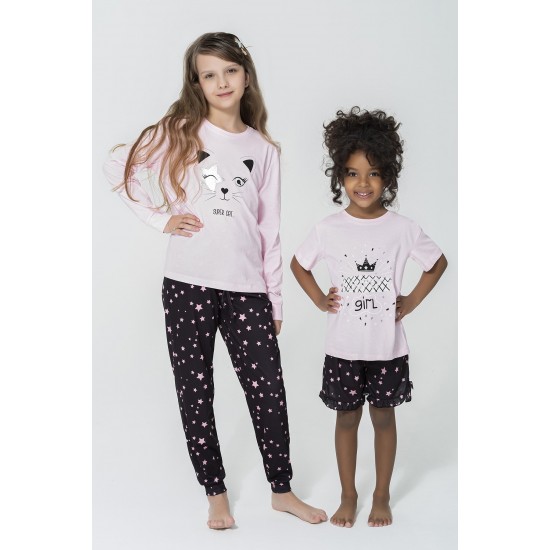 For You Kids 4-Star Cat Pattern Pajamas Set