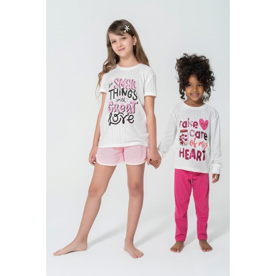 For You Kids 4-Piece Great Love Take Care Pattern Pajamas Set