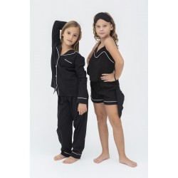 For You Kids 7 Piece Organic White Tie Black Pajamas Set