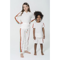 For You Kids Rainbow Stripe White Pajamas Set of 4