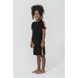 For You Kids Rainbow Stripe Black Pajamas Set of 4