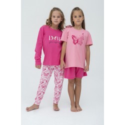 For You Kids Love Pattern Fuchsia Pink Pajamas Set of 4