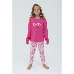 For You Kids Love Pattern Fuchsia Pink Pajamas Set of 4