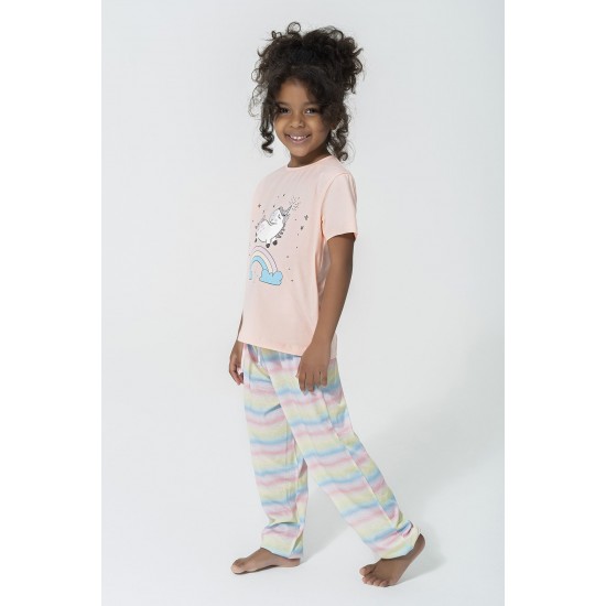 For You Kids Unicorn Patterned Pink Pajamas Set of 4