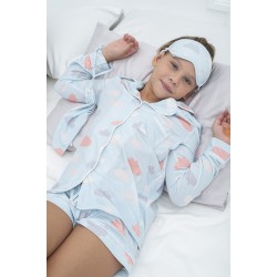 For You Kids 7 Piece Ecru Piping Cloud Patterned Pajamas Set