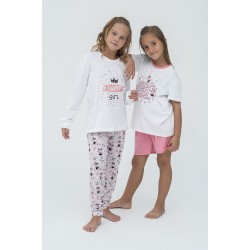 For You Kids 4-Piece Hero Girl Pattern Pink Pajamas Set