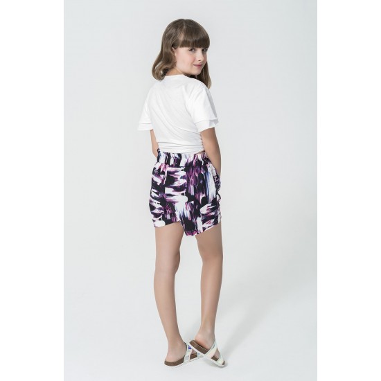 For You Kids Heart Wing Pattern Purple White T-shirt Shorts Set