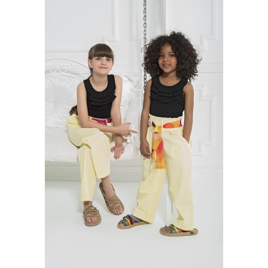 For You Kids Organic Belt Pocketed Yellow Pants