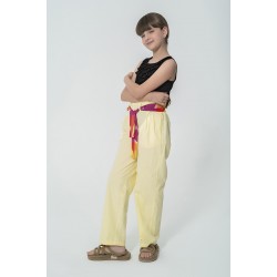 For You Kids Organic Belt Pocketed Yellow Pants