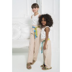 For You Kids Organic Belted Pocket Stone Trousers