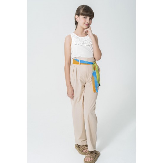 For You Kids Organic Belted Pocket Stone Trousers