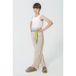 For You Kids Organic Belted Pocket Stone Trousers