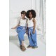 For You Kids Organic Belted Pocket Blue Trousers